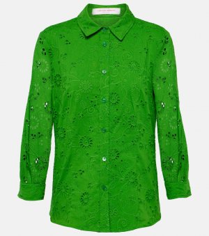 Хлопковая блузка broderie anglaise , зеленый Carolina Herrera