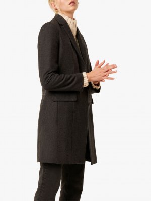 Умное пальто на платформе из шерсти и смеси кашемира , черный French Connection