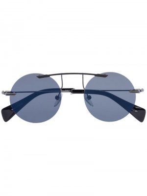 Солнцезащитные очки YY7011 в круглой оправе Yohji Yamamoto. Цвет: черный