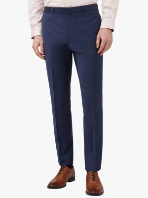 Узкие панамские брюки из смесовой шерсти , синие Ted Baker