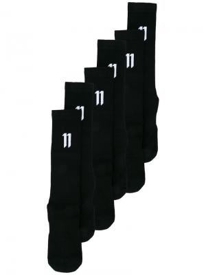 Три пары носков с логотипом 11 By Boris Bidjan Saberi. Цвет: черный