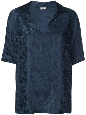 Блузка с короткими рукавами и цветочным принтом Warm. Цвет: синий
