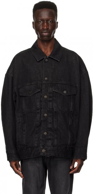 Черная джинсовая куртка с прошивкой Wooyoungmi
