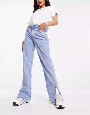 Голубой прямые джинсы с разрезом по низу в стиле 90-х ASOS