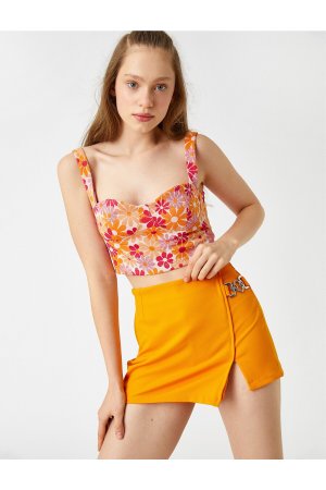 Мини-юбка с металлической фурнитурой , оранжевый Koton