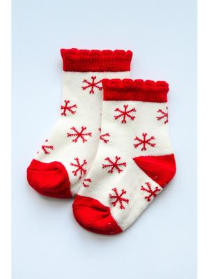Новогодние носочки, 1 пара HappyBabyDays. Цвет: красный, белый
