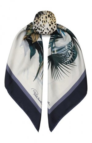 Шелковый платок Roberto Cavalli. Цвет: синий