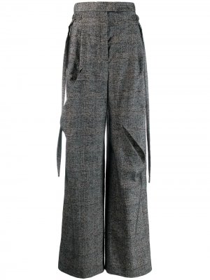 Клетчатые брюки с прорезями Litkovskaya. Цвет: серый