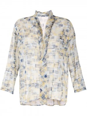 Полупрозрачная блузка с геометричным узором Des Prés. Цвет: синий