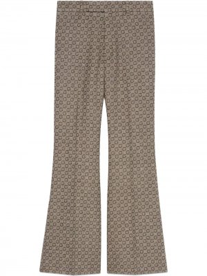 Жаккардовые расклешенные брюки с логотипом G Gucci. Цвет: коричневый
