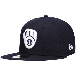 Мужская темно-синяя шляпа с логотипом New Era Milwaukee Brewers 59FIFTY