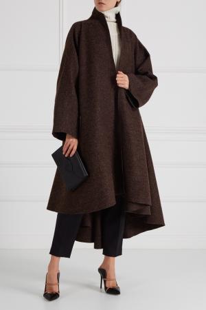 Драпированное пальто коричневое Cyrille Gassiline. Цвет: коричневый