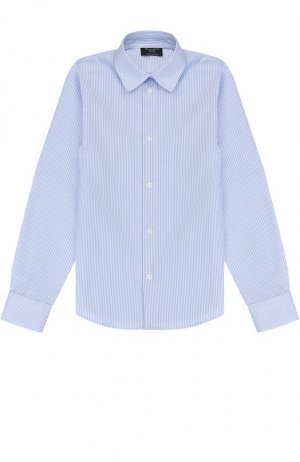 Хлопковая рубашка прямого кроя в полоску Dal Lago. Цвет: синий