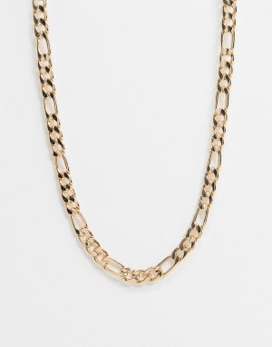 Золотистое ожерелье-цепочка плетения фигаро -Золотой Chained & Able