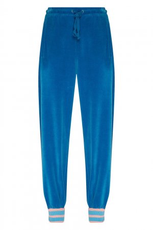 Велюровые брюки голубого цвета Gucci. Цвет: голубой