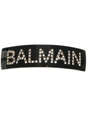 Заколка для волос с кристаллами и логотипом Balmain. Цвет: черный