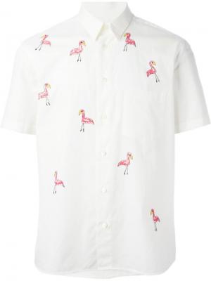 Рубашка с вышивкой фламинго Jimi Roos. Цвет: белый
