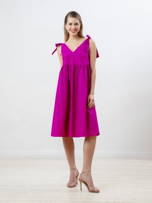 Летнее платье-сарафан без рукавов А-силуэта Pompa. Цвет: ярко-розовый