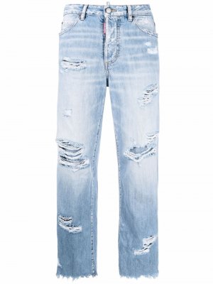 Прямые джинсы с эффектом потертости Dsquared2. Цвет: синий