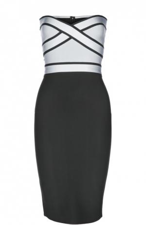 Облегающее платье-бюстье с контрастным лифом Herve L.Leroux. Цвет: светло-голубой
