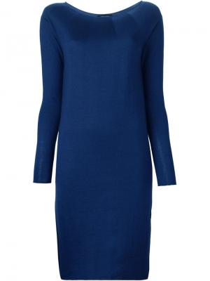 Вязаное облегающее платье Roberto Collina. Цвет: синий