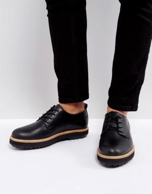 Черные кожаные туфли на толстой подошве Zign. Цвет: черный