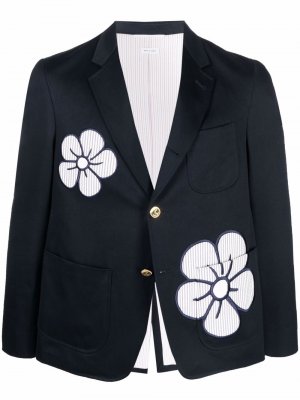 Пиджак с цветочной вышивкой Thom Browne. Цвет: синий