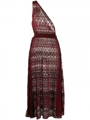 Полупрозрачное пляжное платье на одно плечо Missoni Mare. Цвет: красный