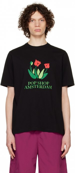 Черная футболка с тюльпаном Pop Trading Company