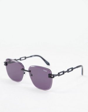 Черные матовые солнцезащитные очки квадратной формы с дужками в виде цепочки Quay No Cap-Черный цвет Australia