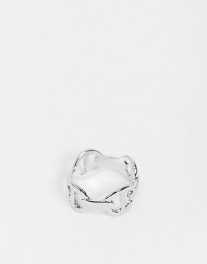 Серебристое кольцо с дизайном в виде сцепленных частей DesignB-Серебристый DesignB London