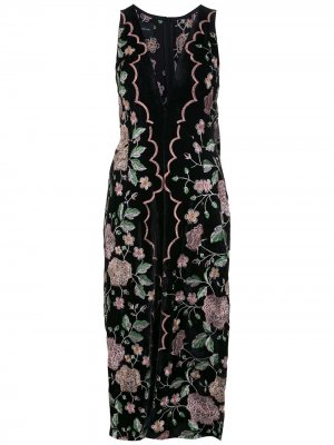 Платье миди с цветочной вышивкой Olympiah. Цвет: черный