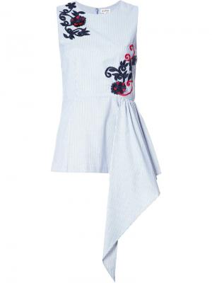 Расклешенная блузка с цветочной вышивкой Suno. Цвет: синий