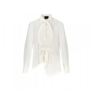 Рубашка , повседневный стиль, свободный силуэт, длинный рукав, баска, размер 44, белый Sonia Speciale. Цвет: белый
