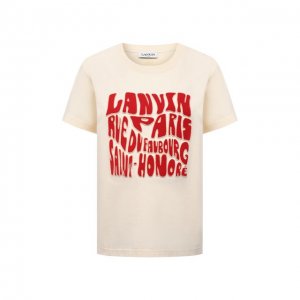 Хлопковая футболка Lanvin. Цвет: кремовый