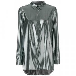 Рубашка , стиль ретро, размер 44, серебряный Alberta Ferretti. Цвет: серебристый/серебряный