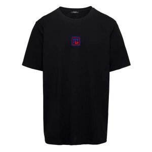 Футболка t-shirt with front logo embroidery in organi , черный Balmain