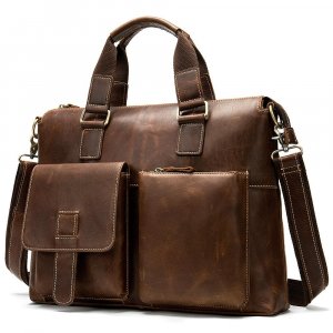 Мужской кожаный портфель, винтажный верхний слой из воловьей кожи, сумка через плечо, деловая компьютерная VIA ROMA