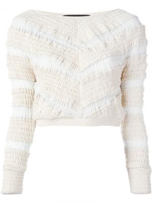 Укороченный свитер с узором Jay Ahr. Цвет: белый