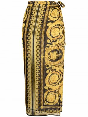 Пляжная накидка с узором Versace. Цвет: желтый
