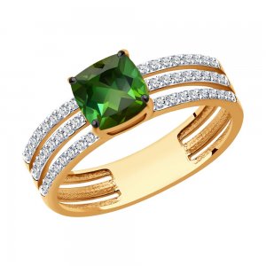 Кольцо из золота с бриллиантами и турмалином SOKOLOV