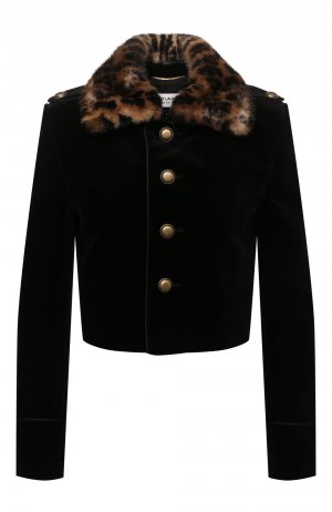 Куртка с меховым воротником Saint Laurent. Цвет: чёрный
