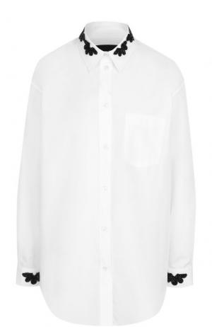 Хлопковая блуза с контрастной вышивкой Simone Rocha. Цвет: черно-белый