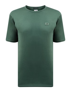 Однотонная футболка из гладкого хлопка джерси с нашивкой C.P.COMPANY. Цвет: зеленый