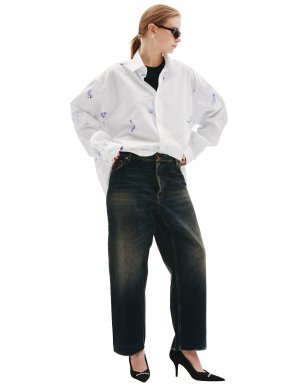 Укороченные джинсы с необработаными краями Balenciaga