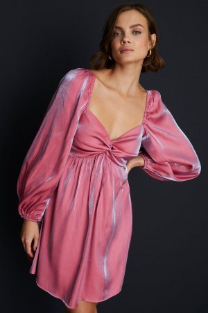 Платье плиссированной юбки с блестками спереди , розовый Oasis