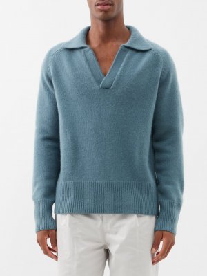 Кашемировый свитер-поло с открытым воротником mr clifton gate , синий Arch4