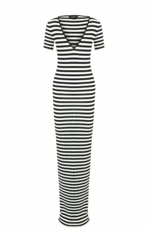 Вязаное платье в полоску с V-образным вырезом Dsquared2. Цвет: черно-белый