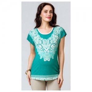 Блуза прямого силуэта трикотажная с орнаментным принтом 42-48 Mammy Size 30481974 зеленый (Зеленый; Размер 44) MammySize. Цвет: зеленый