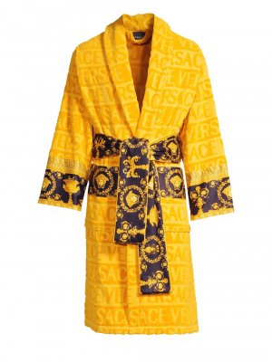 Банный халат с логотипом в стиле барокко , золотой Versace